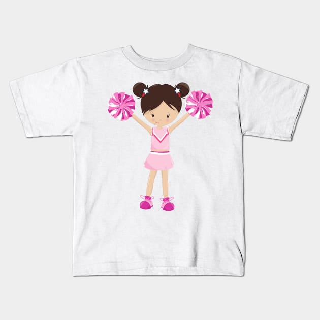 Cheerleaders, Cute Girl, Brown Hair, Cheerleading Kids T-Shirt by Jelena Dunčević